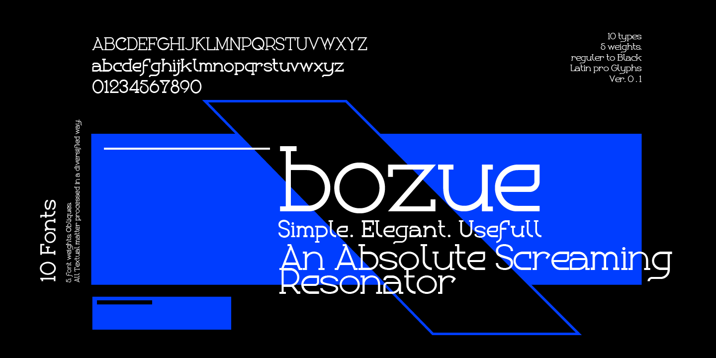 Beispiel einer Bozue Black Oblique-Schriftart